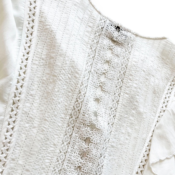 Sea New York Tie Neck Mini Dress White Size 4 Ruffle, Pom-Pom & Tassel Accents - Picture 7 of 14